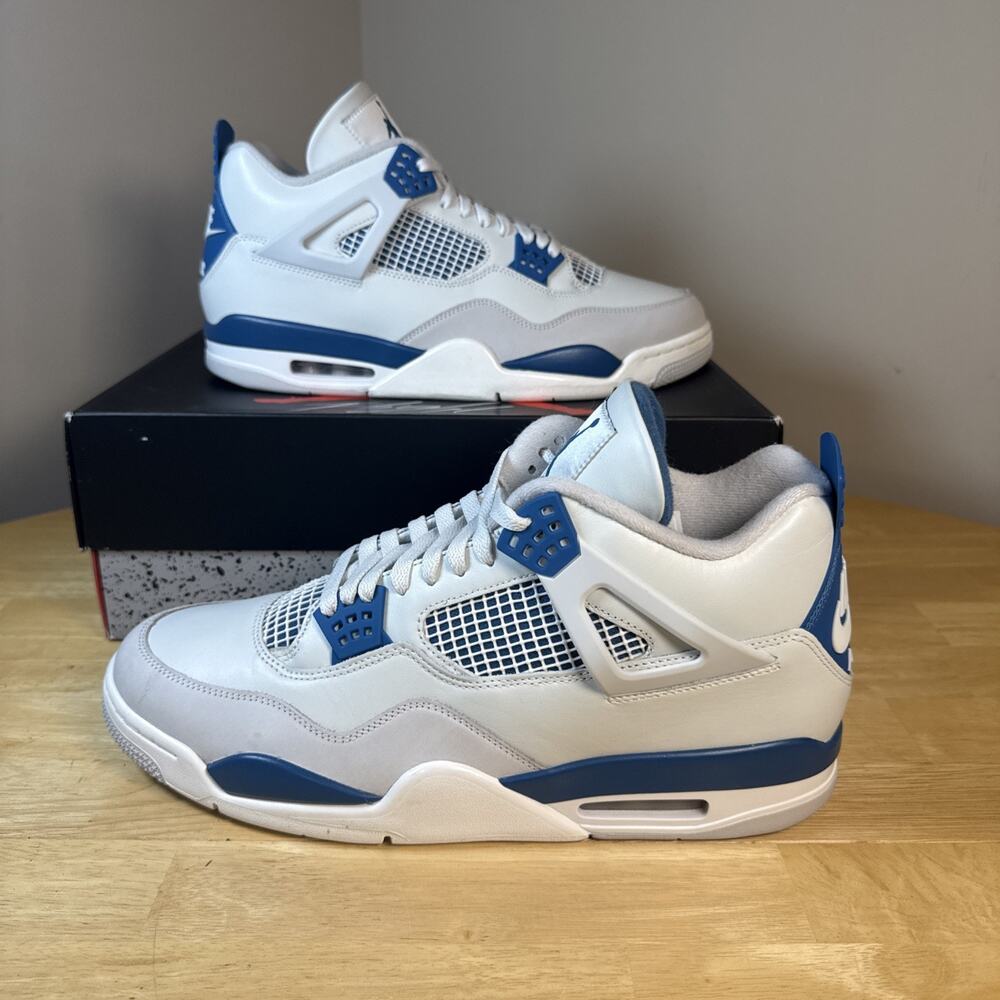 Nike Air Jordan 4 Retro Shoe Military Industrial Blue FV5029-141 Men's Size 14 - Picture 2 of 10